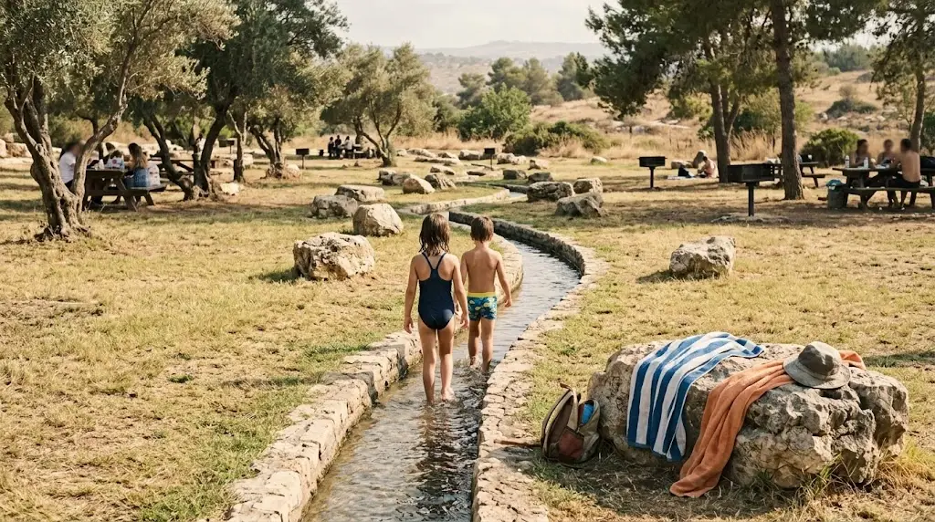 המסלול הרטוב בעין חמד, מים עד הברכיים. הדמיה שנוצרה בבינה מלאכותית, לא צילום מהמקום